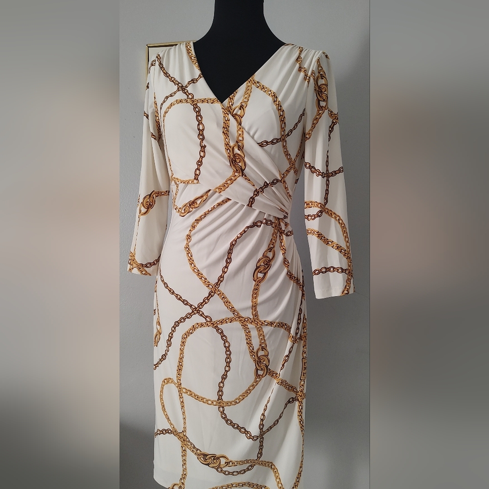 Ralph Lauren dress  Gold Chain  Size 6 Midi Cocktail Read Full Drescription - Picture 2 of 14